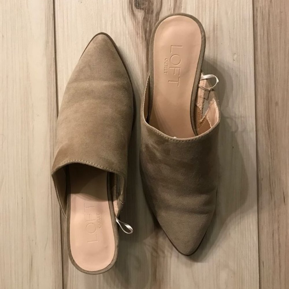 Loft Beige Heeled Mules Size 6.5